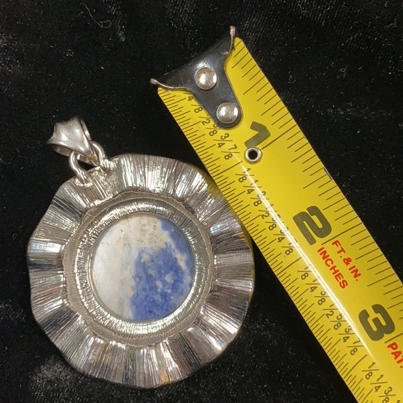 Vintage Silver pendant with blue & white stone necklace with bag - Picture 8 of 9